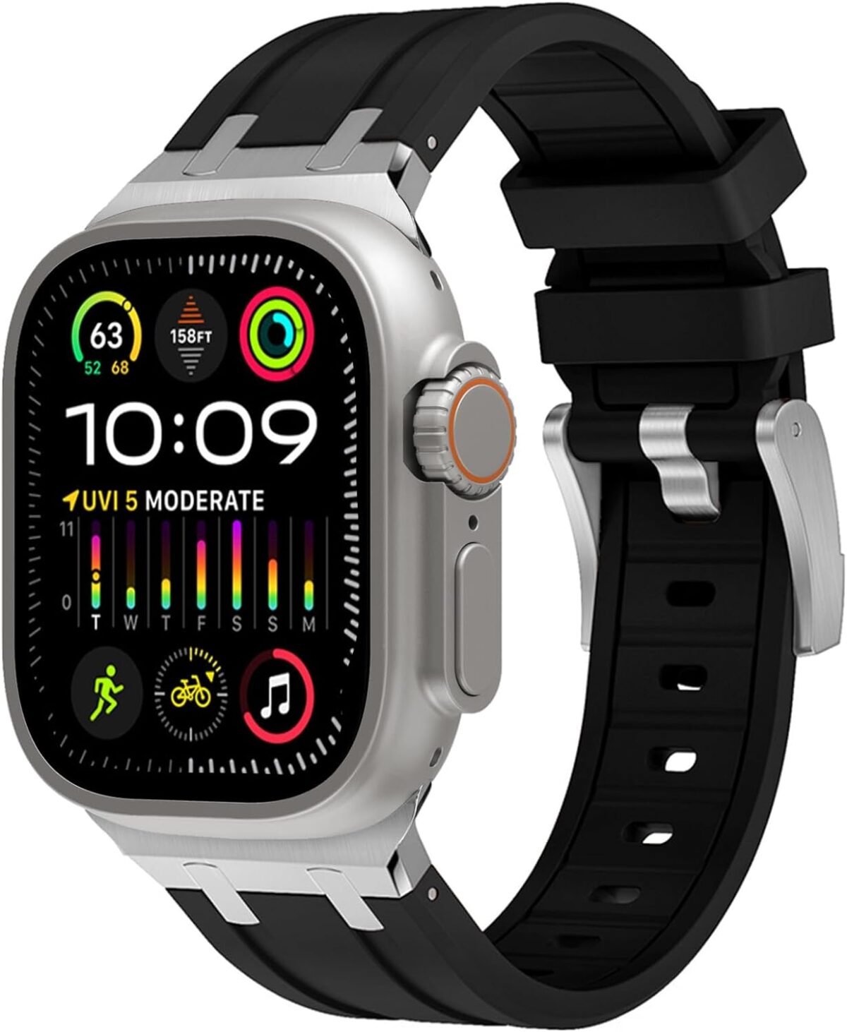 Silicone Band with Steel Adapter