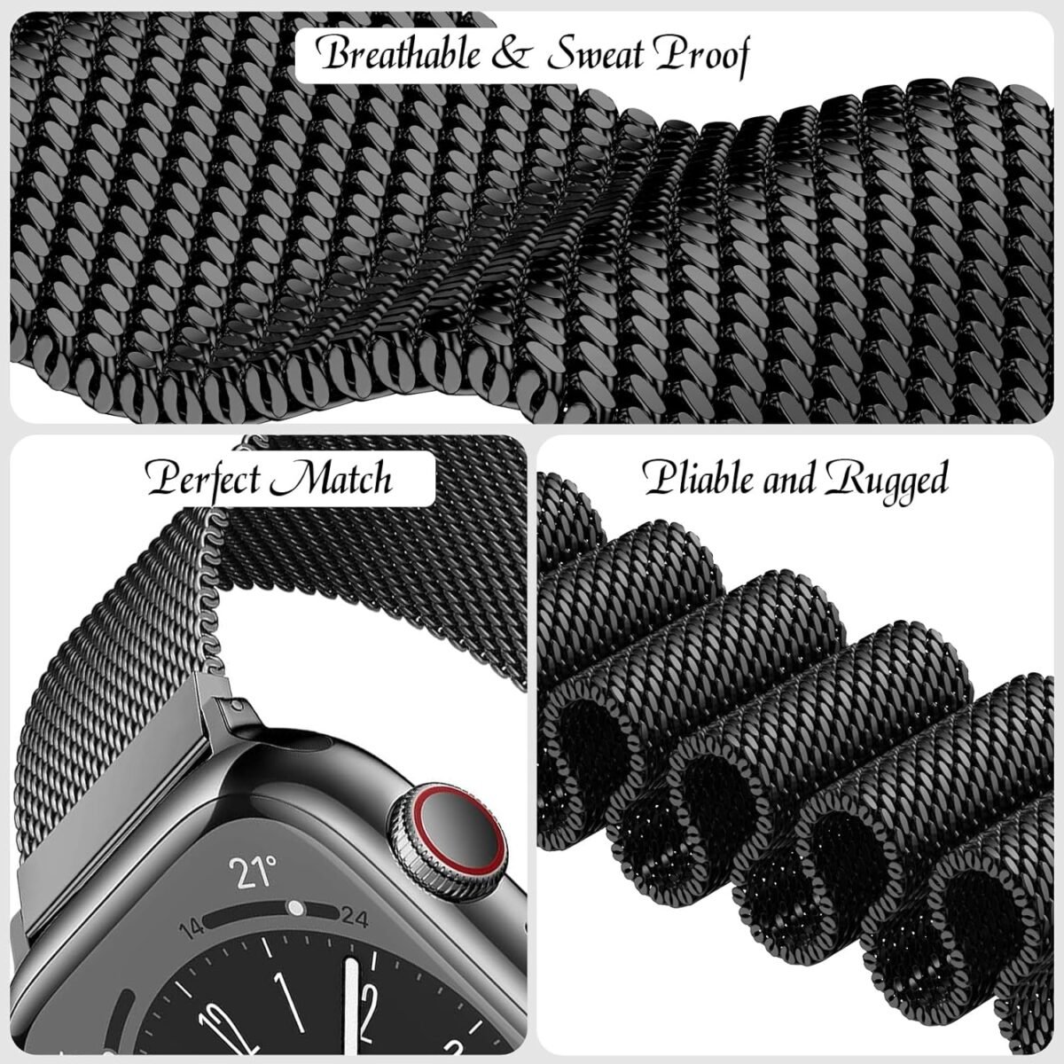 Steel Mesh Loop Magnetic Black Band