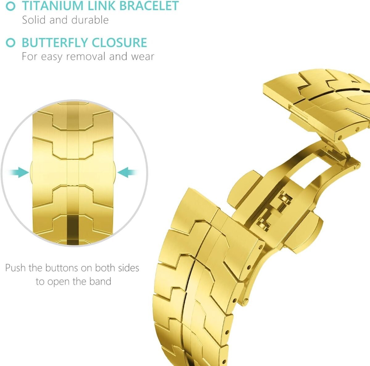 Stainless Steel Titanium Gold Band