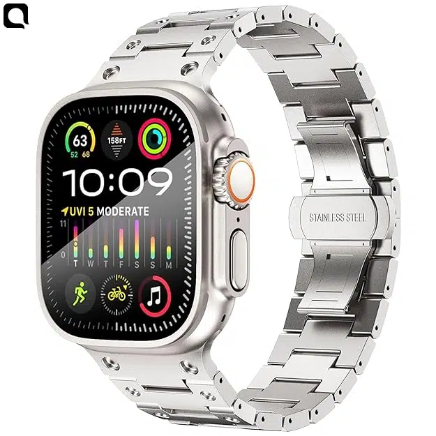 Steel Link Metal Band Strap Titanium